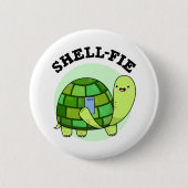 Shell-fie Funny Tortoise Selfie Pun Ronde Button 5,7 Cm (Voorkant)