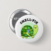 Shell-fie Funny Tortoise Selfie Pun Ronde Button 5,7 Cm (Voorkant /achterkant)
