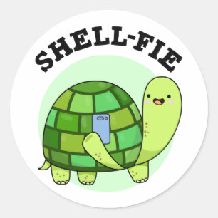 Shell-fie Funny Tortoise Selfie Pun Ronde Sticker