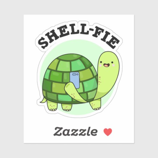 Shell-fie Funny Tortoise Selfie Pun Sticker (Vel)