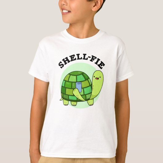 Shell-fie Funny Tortoise Selfie Pun T-shirt (Voorkant)