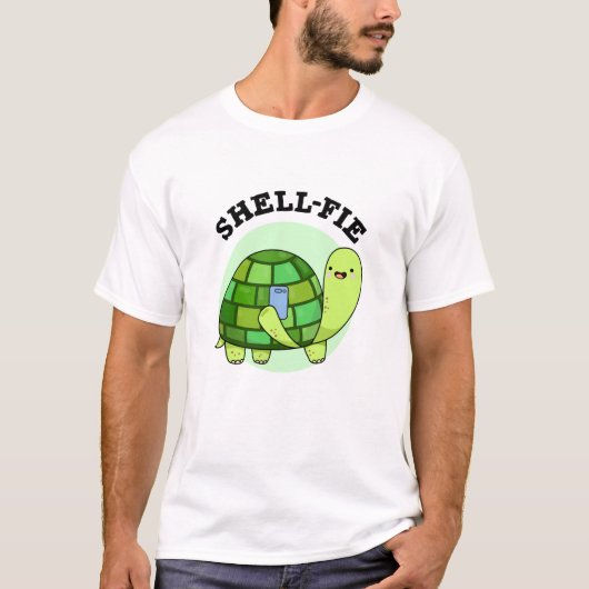 Shell-fie Funny Tortoise Selfie Pun T-shirt (Voorkant)