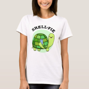 Shell-fie Funny Tortoise Selfie Pun T-shirt