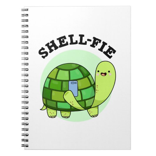 Shell-fie Grappige Schildpad Selfie Pun Notitieboek (Voorkant)