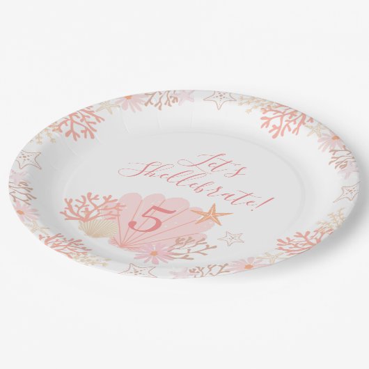 Shell Girl Birthday Party Plates Papieren Bordje (Gekanteld)