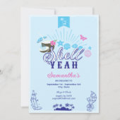 Shell Hand Drawn Something Blue Beach Bachelorette Kaart (Voorkant)