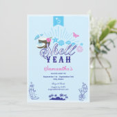 Shell Hand Drawn Something Blue Beach Bachelorette Kaart (Staand voorkant)
