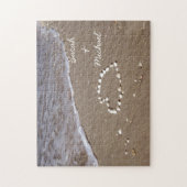 Shell Heart op de zandstrand Legpuzzel (Verticaal)