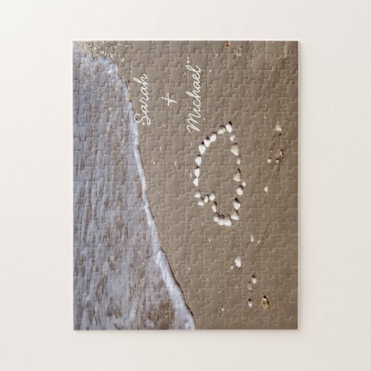 Shell Heart op de zandstrand Legpuzzel (Verticaal)