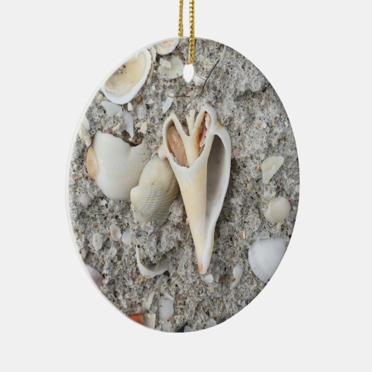 Shell Heart Spiral op Beach ornament gepersonalise (Rechts)