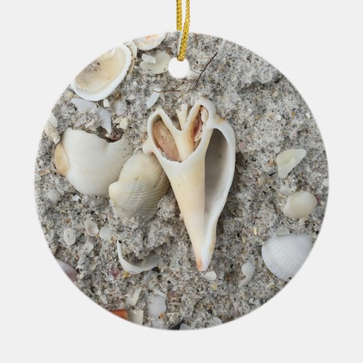 Shell Heart Spiral op Beach ornament gepersonalise (Voorkant)