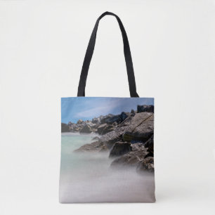 Shell Island Rotsen En Golven Boodschappentas Tote Bag
