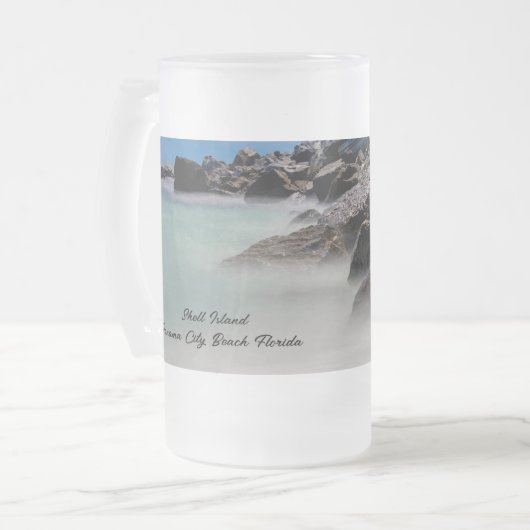 Shell Island Rotsen En Golven Matglas Bierpul (Voorkant links)