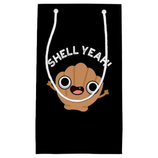 Shell Ja Funny Seashell Pun Dark BG Klein Cadeauzakje (Voorkant)