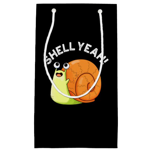 Shell Ja Funny Snail Pun Dark BG Klein Cadeauzakje (Voorkant)
