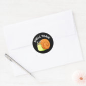 Shell Ja Funny Snail Pun Dark BG Ronde Sticker (Envelop)