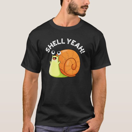 Shell Ja Funny Snail Pun Dark BG T-shirt (Voorkant)