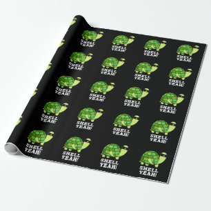 Shell Ja Funny Tortoise Pun Dark BG Cadeaupapier