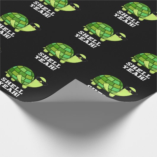 Shell Ja Funny Tortoise Pun Dark BG Cadeaupapier (Hoek)
