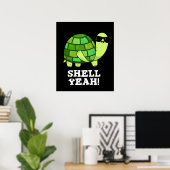 Shell Ja Funny Tortoise Pun Dark BG Poster (Thuiskantoor)