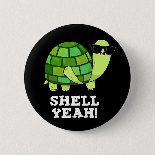 Shell Ja Funny Tortoise Pun Dark BG Ronde Button 5,7 Cm (Voorkant)