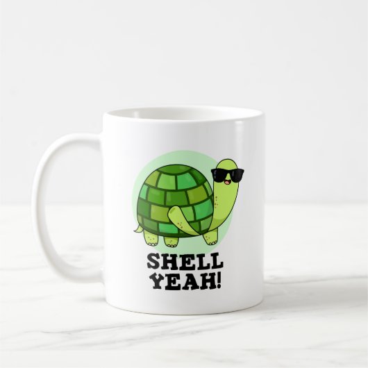 Shell Ja Grappige Tortoise Pun Koffiemok (Links)