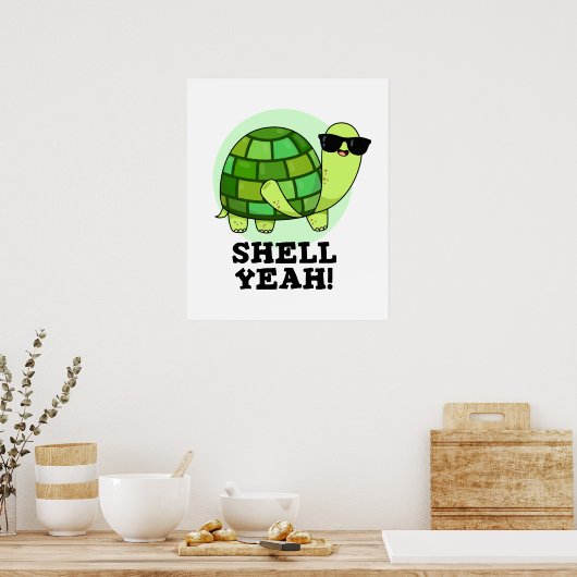 Shell Ja Grappige Tortoise Pun Poster (Keuken)