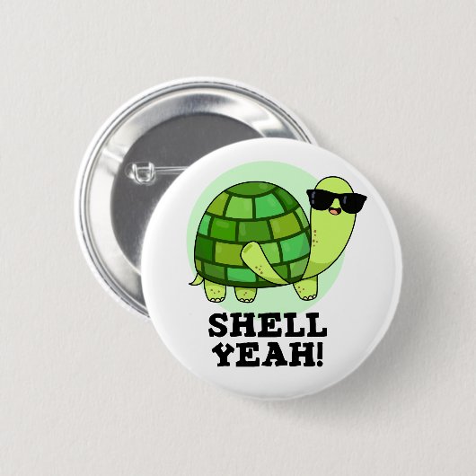 Shell Ja Grappige Tortoise Pun Ronde Button 5,7 Cm (Voorkant /achterkant)