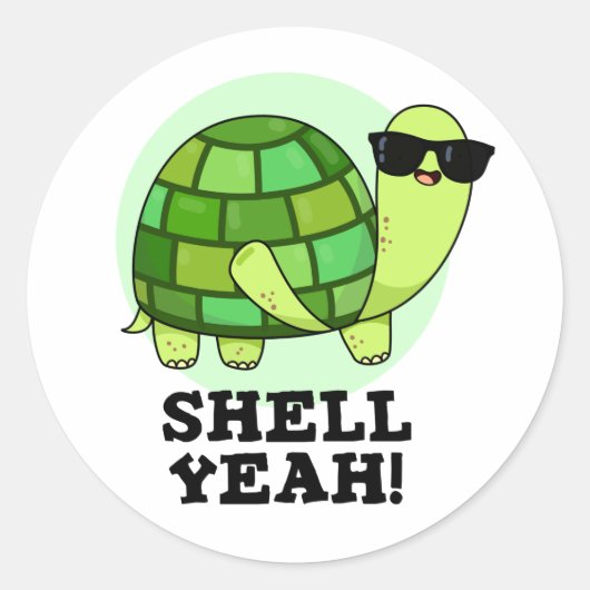 Shell Ja Grappige Tortoise Pun Ronde Sticker (Voorkant)