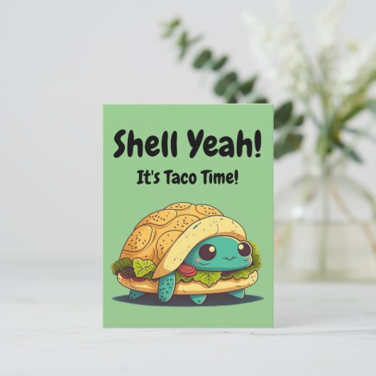 Shell Ja. Het is Taco Time. Taco Turtle Briefkaart (Staand voorkant)
