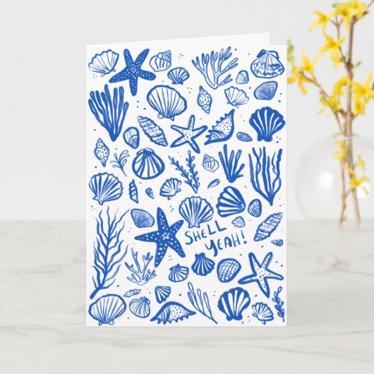 SHELL JA Seashell Beach Verjaardag Gefeliciteerd Kaart (Gele Bloem)