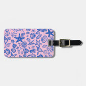 SHELL JA Seashells Beach Holiday CUSTOM BluePink Bagagelabel (Voorkant horizontaal)