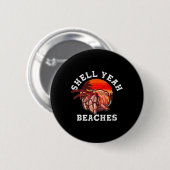 Shell Ja strandt Funny Hermit Crab Shell Collect Ronde Button 5,7 Cm (Voorkant /achterkant)