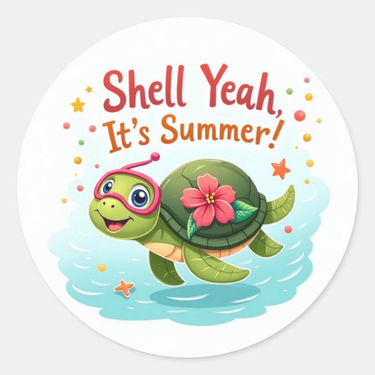 Shell ja! 🐢 Tropische schildpad zomer Sticker (Voorkant)