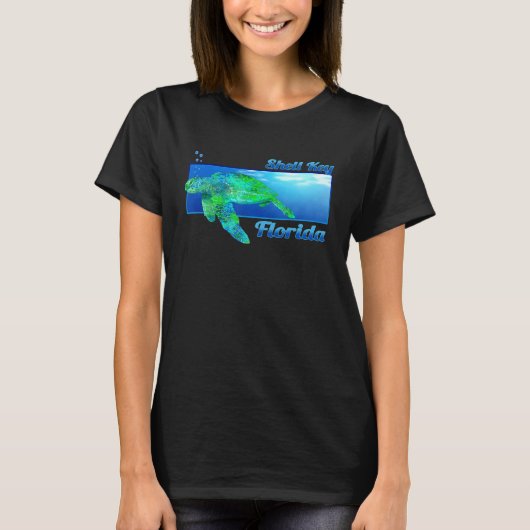 Shell Key Florida Swimming Zee Turtle T-shirt (Voorkant)