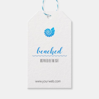 Shell Logo Blue Beach Theme White Hang Label Cadeaulabel