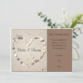 Shell Love Heart Brown Wedding Invitation Kaart (Staand voorkant)