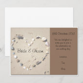 Shell Love Heart Brown Wedding Invitation Kaart (Voorkant / Achterkant)