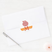 Shell Monogram Namen Bruiloft Stickers Rood Sinaas (Envelop)