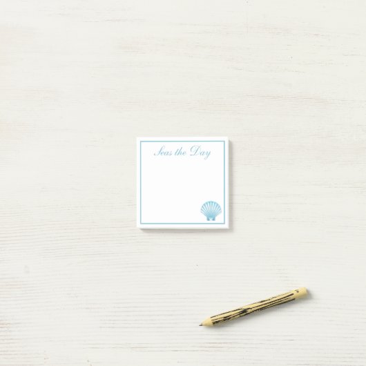 Shell Nautical Blue Seashell Beach Motivatie Post-it® Notes (Op bureau)