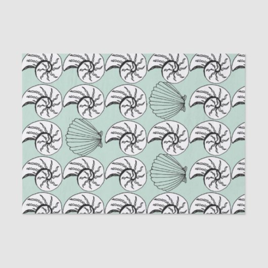 Shell Nautilus Scallop Nautical Beach-weefselpapie Tissuepapier (Voorkant)