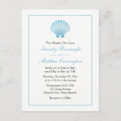 Shell Nautisch Blauw Turquoise Strandbruiloft Uitnodiging Briefkaart (Voorkant)