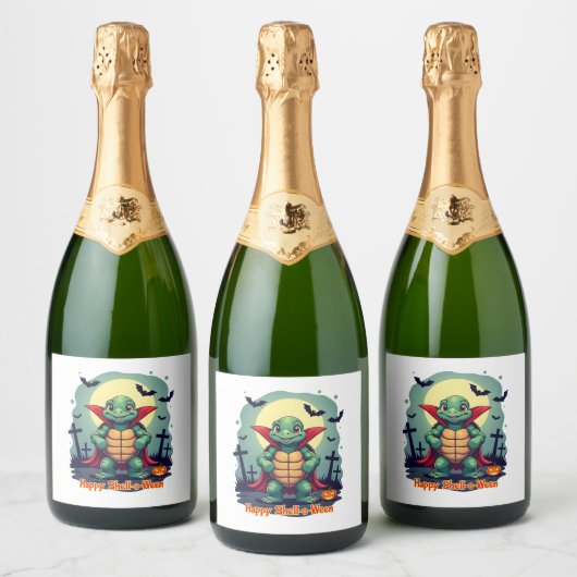 Shell-o-Ween Turtle Sparkling Wijnetiket (Flessen)