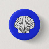 Shell ontwerp met blauwe achtergrond ronde button 3,2 cm (Voorkant)