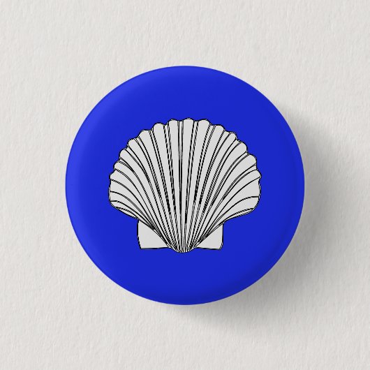Shell ontwerp met blauwe achtergrond ronde button 3,2 cm (Voorkant)