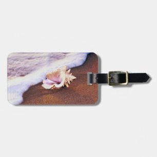 Shell op de strand bagagelabel