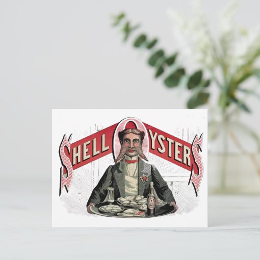Shell Oysters  Advertisement Briefkaart (Staand voorkant)