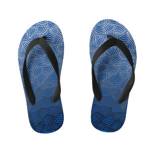 Shell patroon.04.w DBlue BG Kinder Teenslippers