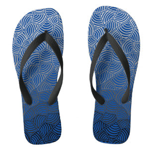 Shell patroon.04.w DBlue BG Teenslippers