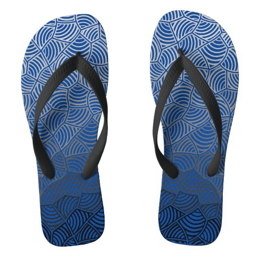 Shell patroon.04.w DBlue BG Teenslippers (Voetbed)